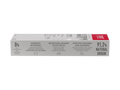 Toothpaste tube with branding and product features on a white background