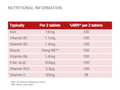 Floradix Vegan Formula Tablets 84 Count supplement facts nutrition information panel