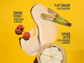 Product packaging with natural ingredients on a yellow background