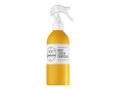 Yellow bottle with a white label on a white background
