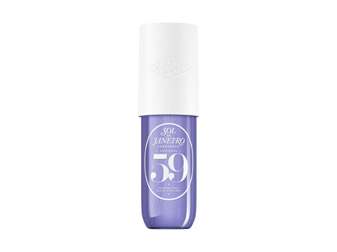 Purple bottle with white cap on a white background