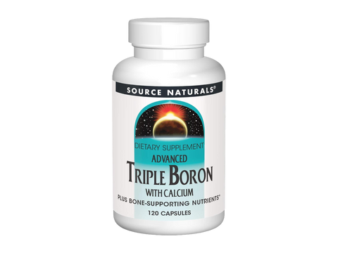 Supplement bottle labeled 'Source Naturals Triple Boron with Calcium' on a white background