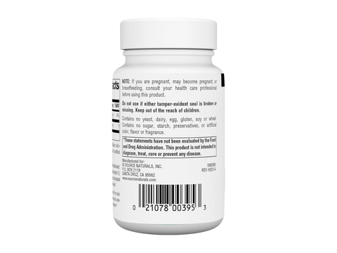 White supplement bottle with label on a white background