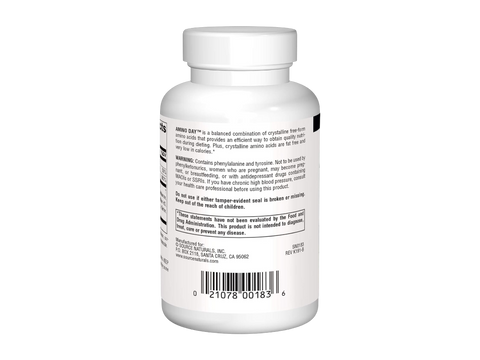 White supplement bottle with label on a white background