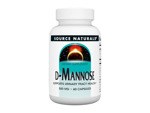 Supplement bottle labeled 'D-Mannose' by Source Naturals on a white background