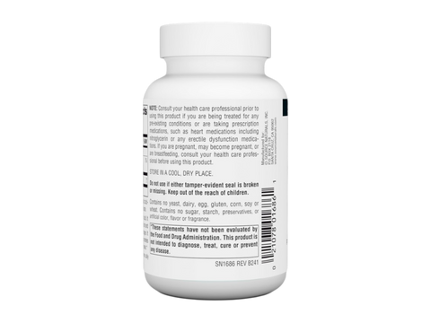 White pill bottle with text and a bar code on a white background
