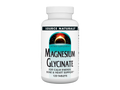 Bottle of Source Naturals Magnesium Glycinate supplement on a white background