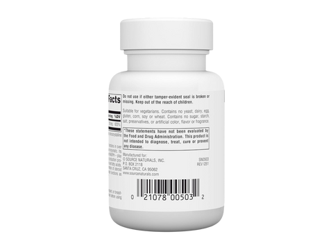 White supplement bottle with label on a white background