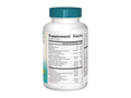 Supplement bottle with a blue cap and label on a white background