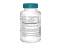 White supplement bottle with a blue cap on a white background