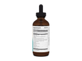 Brown glass supplement bottle with dropper on a white background