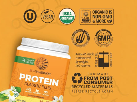 Sunwarrior Classic Plant Protein, Organic Vanilla