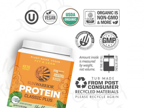 Sunwarrior Classic Plant Protein, Unflavoured & Organic