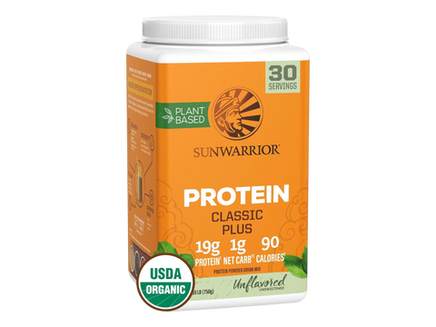 Sunwarrior Classic Plant Protein tub, Unflavoured & Organic 750g