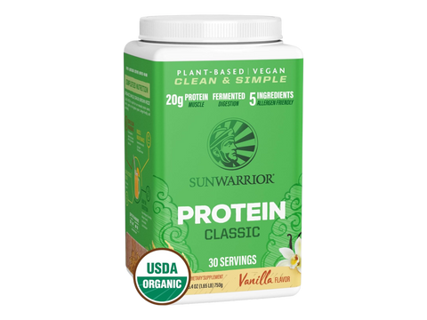 Sunwarrior Organic Brown Rice Protein Powder - Vanilla - Vegan Tub 750g