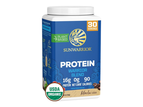 Sunwarrior Organic Plant-Based Protein Powder tub, mocha flavour 750g