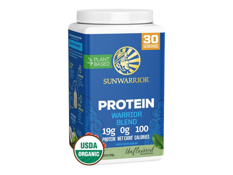 Sunwarrior Organic Plant-Based Protein Powder tub, unflavoured 750g.