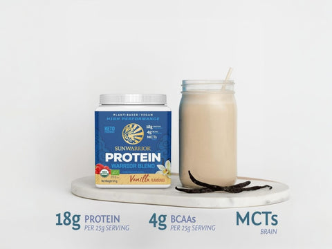 Sunwarrior Plant-Based Protein Powder, Vanilla Flavoured 375g.