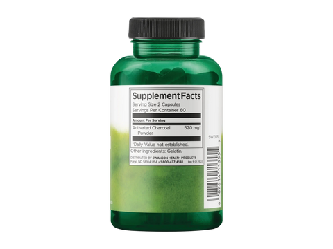 Green supplement bottle with label on a white background