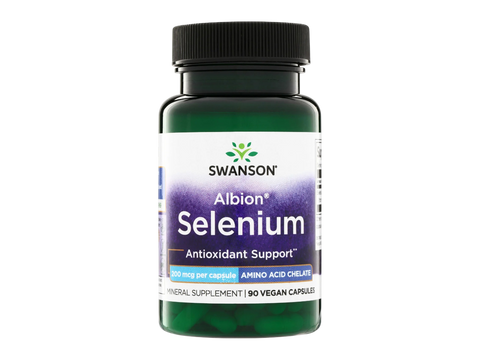 Swanson Albion Selenium Glycinate 200 mcg – 90 Vegan Capsules mineral dietary supplement bottle front label