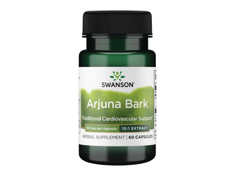 Swanson Arjuna Bark Extract – 40 mg Terminalia Arjuna – 60 Capsules herbal dietary supplement bottle front label