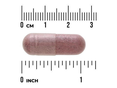 Swanson Aronia Black Chokeberry Fruit 400 mg Capsules – 60 Count capsule size comparison with measurement scale