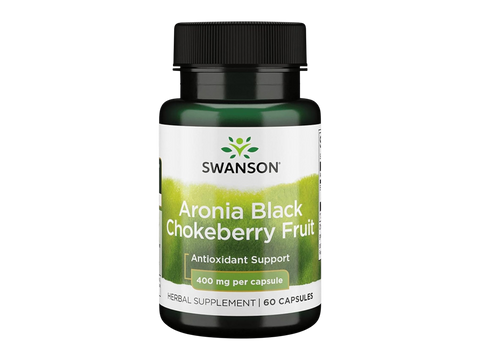 Swanson Aronia Black Chokeberry Fruit 400 mg Capsules – 60 Count fruit antioxidant dietary supplement bottle front label