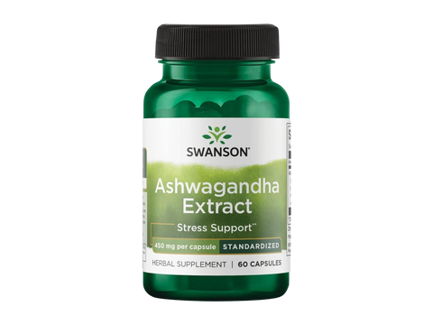 Swanson Ashwagandha Extract supplement bottle on a white background