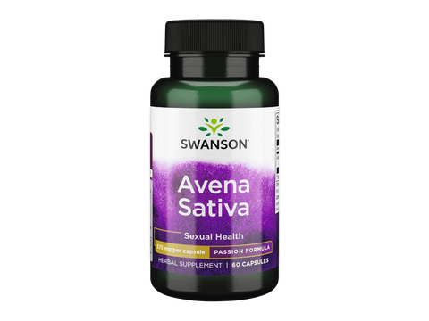 Swanson Avena Sativa 575 mg Herbal Capsules – 60 Count herbal dietary supplement bottle front label