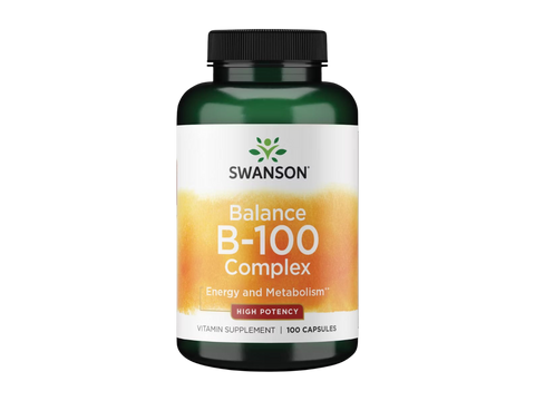 Swanson Balance B-100 Complex supplement bottle on a white background