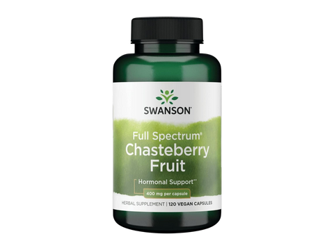 Swanson Chasteberry Supplement 400 mg – 120 Vegan Capsules herbal dietary supplement bottle front label