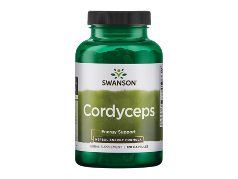 Swanson Cordyceps 600 mg Capsules – 120 Count mushroom dietary supplement bottle front label