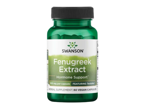 Swanson Fenugreek Extract with Testofen® 300 mg – 60 Capsules herbal dietary supplement bottle front label