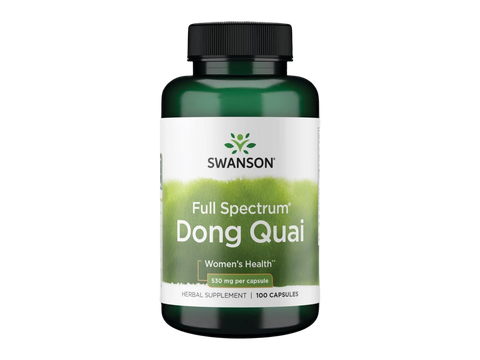 Swanson Full Spectrum Dong Quai 530 mg Capsules – 100 Count herbal dietary supplement bottle front label