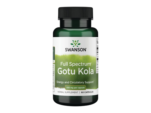Swanson Full Spectrum Gotu Kola 435 mg Capsules – 60 Count herbal dietary supplement bottle front label