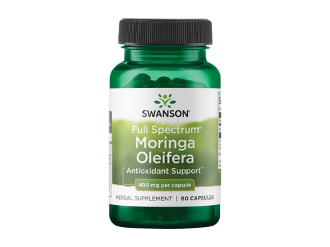 Swanson Full Spectrum Moringa Oleifera supplement bottle on a white background