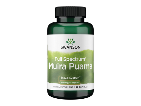 Swanson Full Spectrum Muira Puama 400 mg – 90 Capsules herbal dietary supplement bottle front label