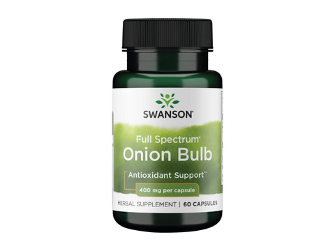 Swanson Full Spectrum Onion Bulb supplement bottle on a white background