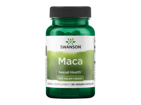 Swanson Maca Root Supplement – 500 mg, 4:1 Extract – 60 Capsules herbal dietary supplement bottle front label