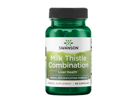 Swanson Milk Thistle Combination supplement bottle on a white background