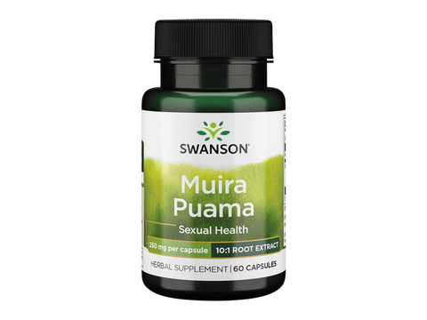 Swanson Muira Puama 10:1 Root Extract 250 mg – 60 Capsules herbal dietary supplement bottle front label