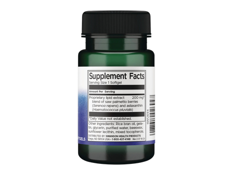 Swanson Prostate Complex 200 mg Softgels – 60 Count Supplement Facts panel and product barcode on bottle label