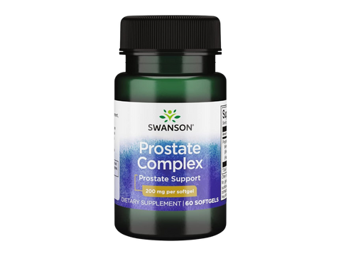 Swanson Prostate Complex 200 mg Softgels – 60 Count herbal blend dietary supplement bottle front label