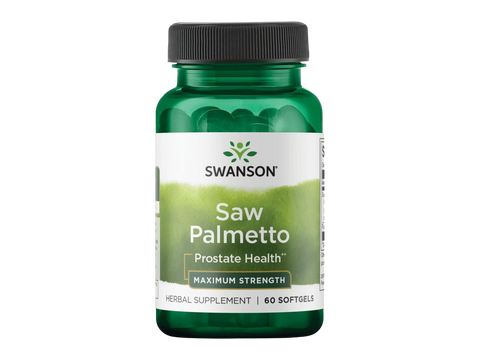Swanson Saw Palmetto 320 mg & Pumpkin Seed Oil 75 mg – 60 Count herbal dietary supplement bottle front label
