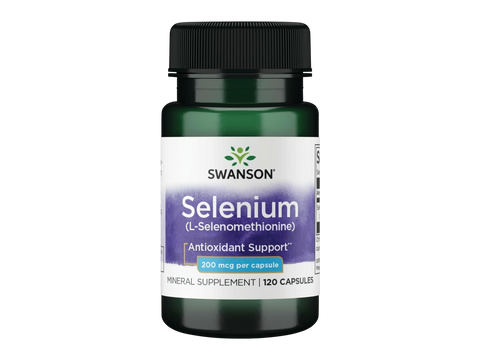 Swanson Selenium L-Selenomethionine 200 mcg – 120 Capsules mineral dietary supplement bottle front label
