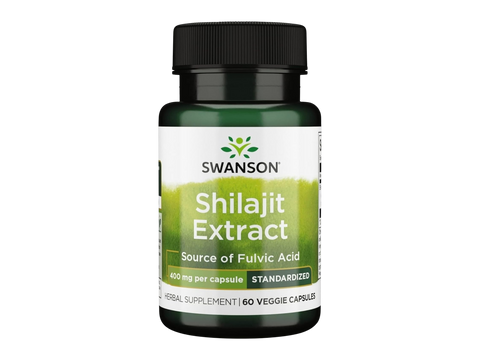 Swanson Shilajit Extract 400 mg Fulvic Acid – 60 Veggie Capsules herbal dietary supplement bottle front label
