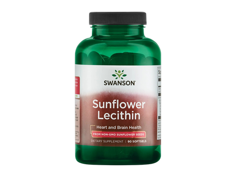Swanson Sunflower Lecithin Softgels – 90 Count dietary supplement bottle front label