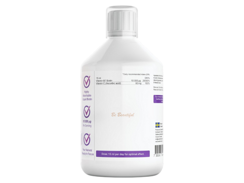 Swedish Nutra Biotin 10000mcg Orange Flavour 500ml supplement benefits information panel