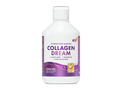 Collagen supplement bottle with purple label on a white background