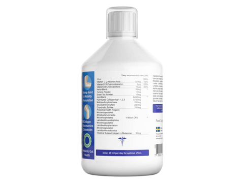 Swedish Nutra Collagen Joint Biotics Berry Flavour 500ml active ingredients and nutrients information panel